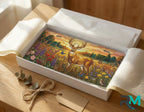 sunset deer vanity plate as gift — golden meadow wildlife license plate ready to give