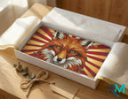 red fox vanity plate as gift — stained glass wildlife fox license plate ready to give