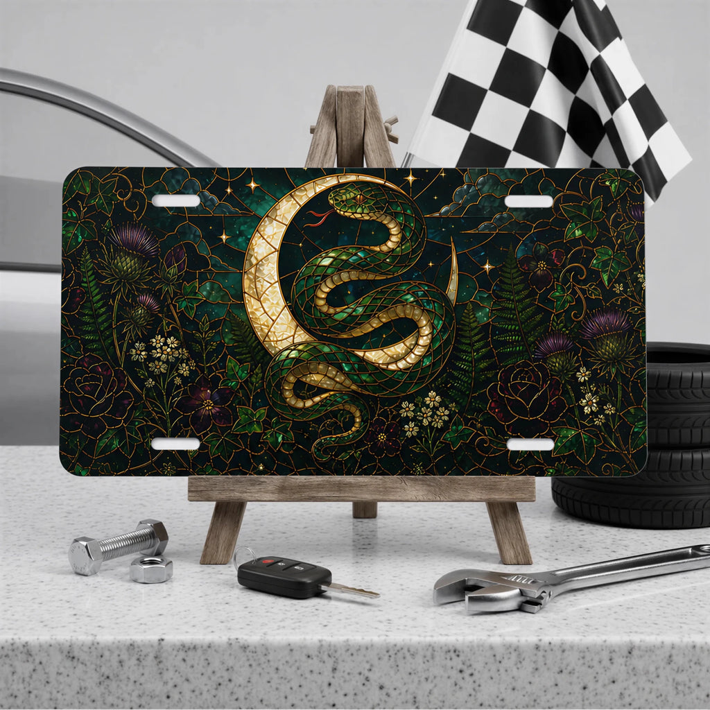Gold Serpent Crescent Moon Botanical Vanity Plate - Road Muse
