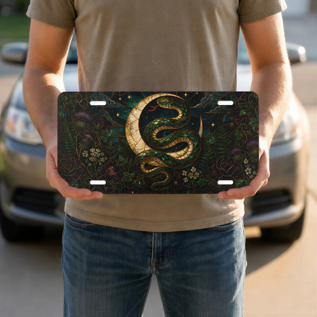 Gold Serpent Crescent Moon Botanical Vanity Plate - Road Muse
