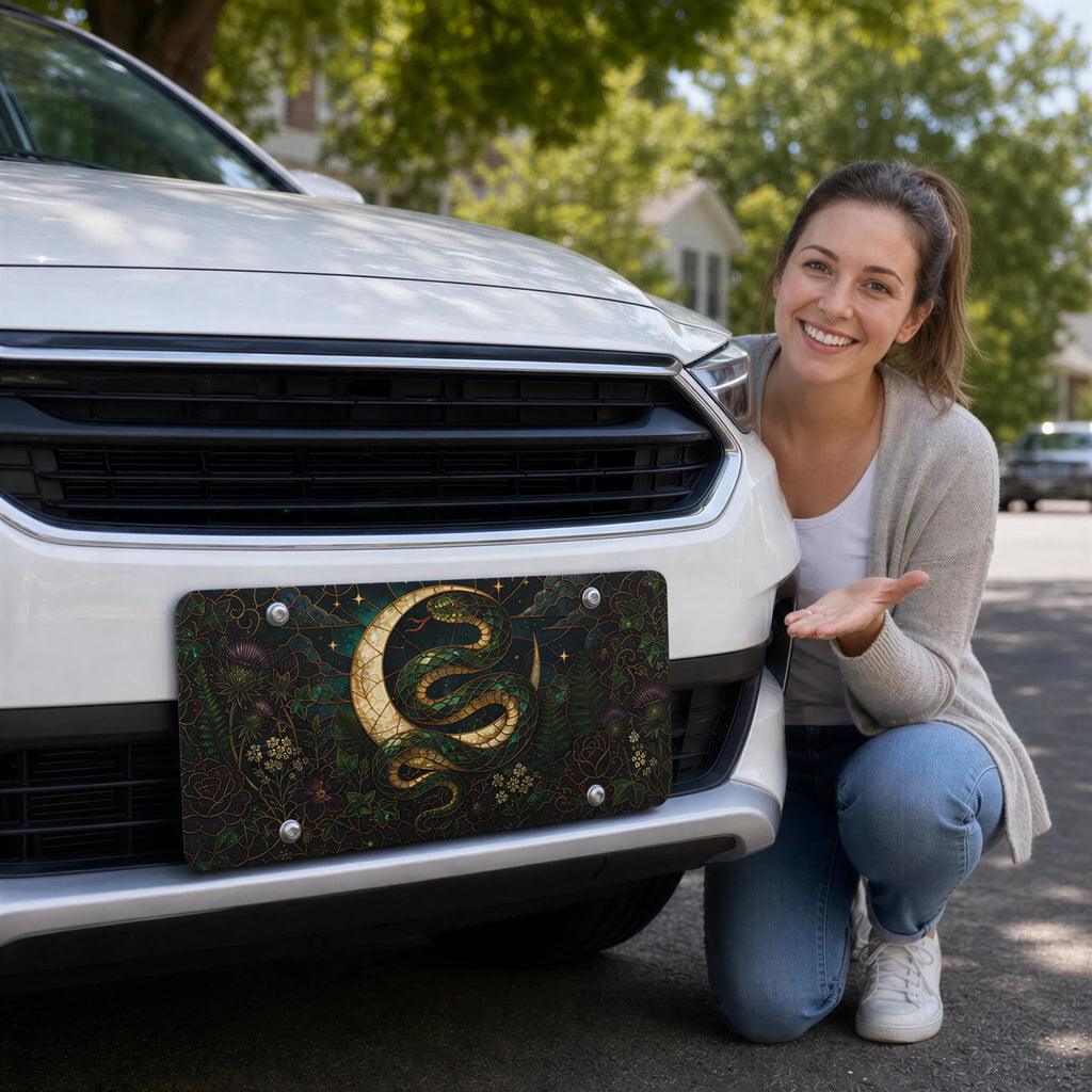 Gold Serpent Crescent Moon Botanical Vanity Plate - Road Muse