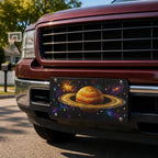 Golden Saturn Galaxy Space Vanity Plate - Road Muse