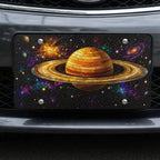 Golden Saturn Galaxy Space Vanity Plate - Road Muse
