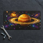 Golden Saturn Galaxy Space Vanity Plate - Road Muse