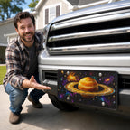 Golden Saturn Galaxy Space Vanity Plate - Road Muse