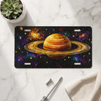Golden Saturn Galaxy Space Vanity Plate - Road Muse