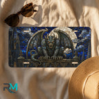 Gothic Gargoyle Stained Glass Vanity Plate - Road Muse
