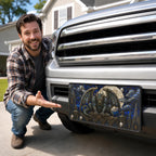 Gothic Gargoyle Stained Glass Vanity Plate - Road Muse