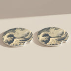 Great Wave Artwork Car Coasters Set - Road Muse