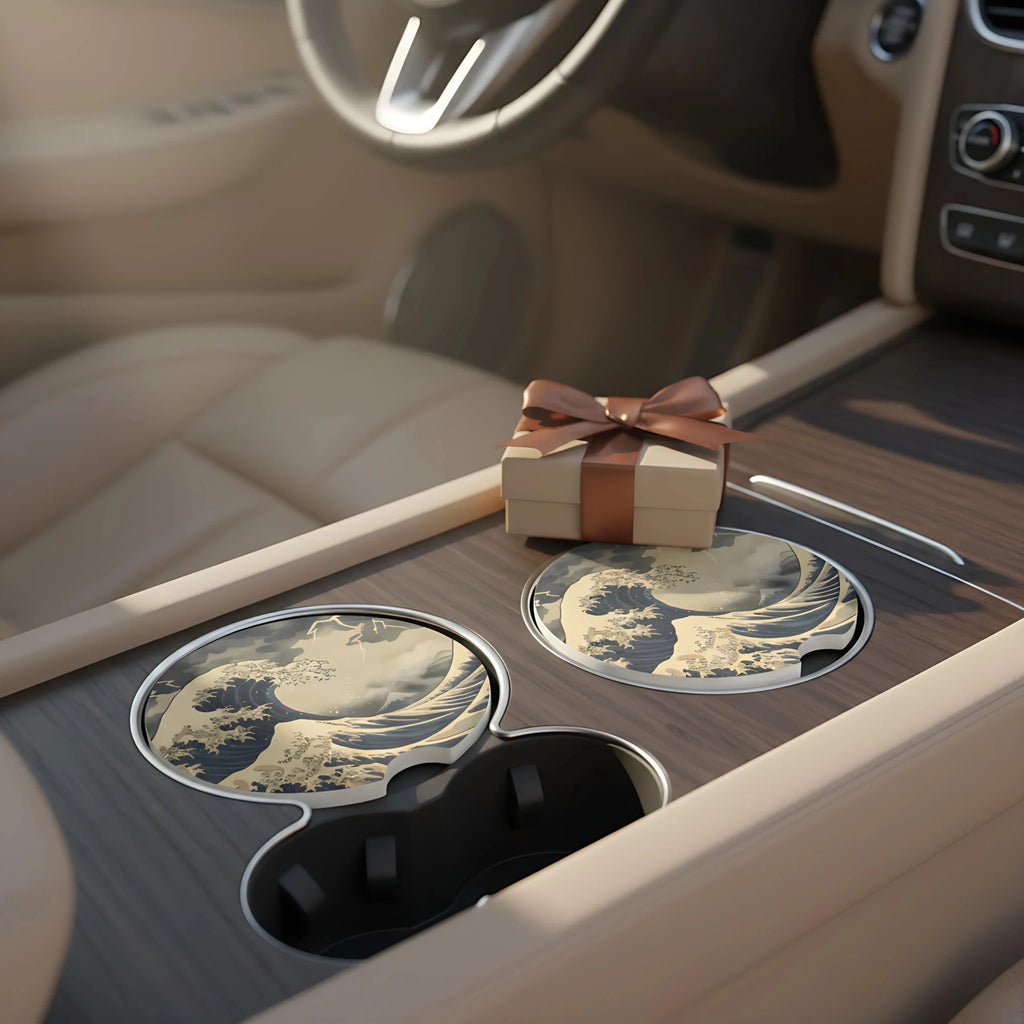 Great Wave Artwork Car Coasters Set - Road Muse