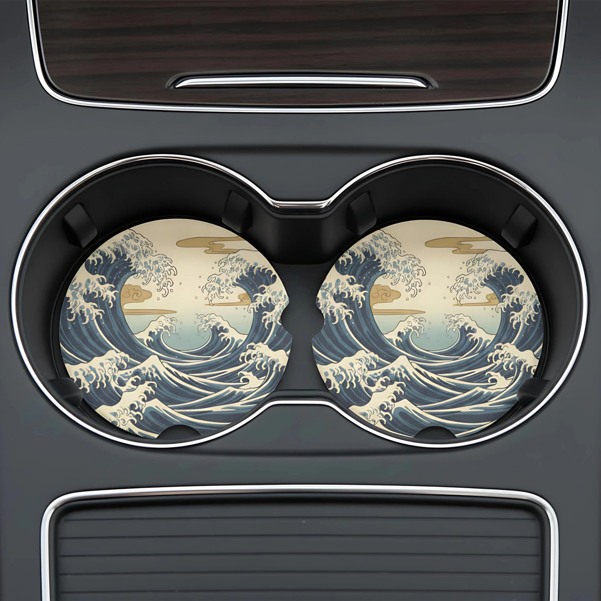 Great Wave Car Coasters Set - Road Muse