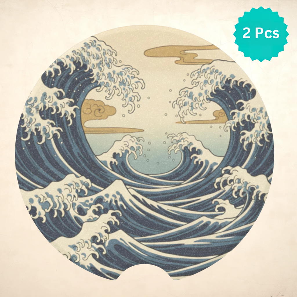 Great Wave Car Coasters Set - Road Muse
