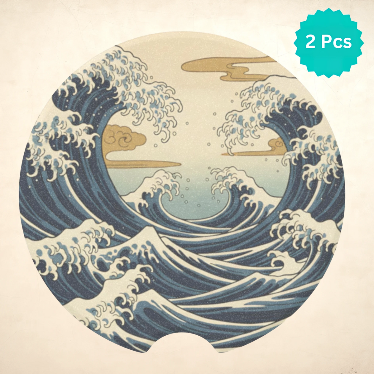 Great Wave Car Coasters Set - Road Muse