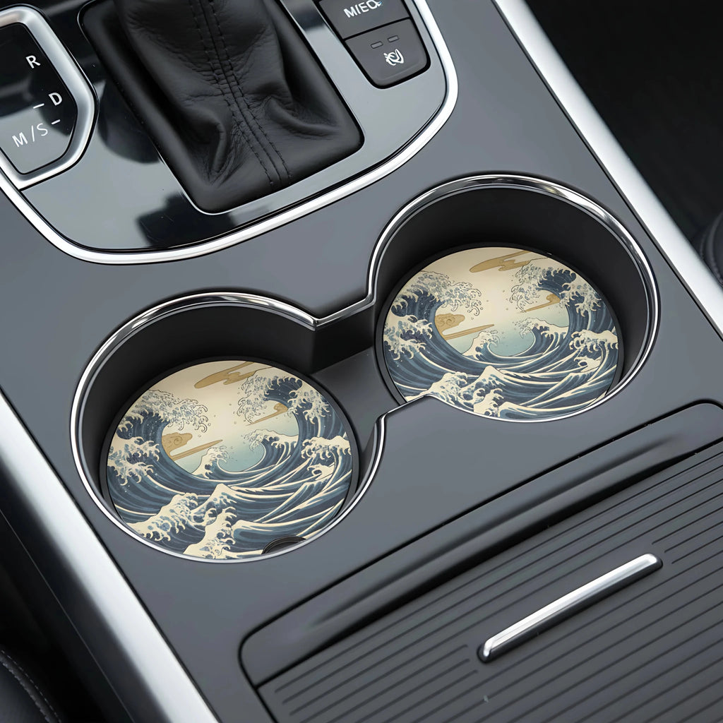 Great Wave Car Coasters Set - Road Muse
