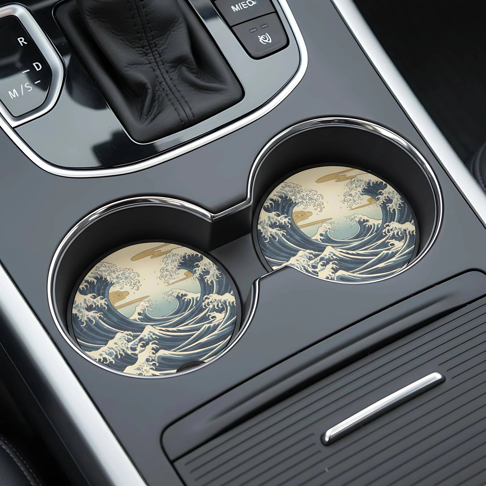 Great Wave Car Coasters Set - Road Muse