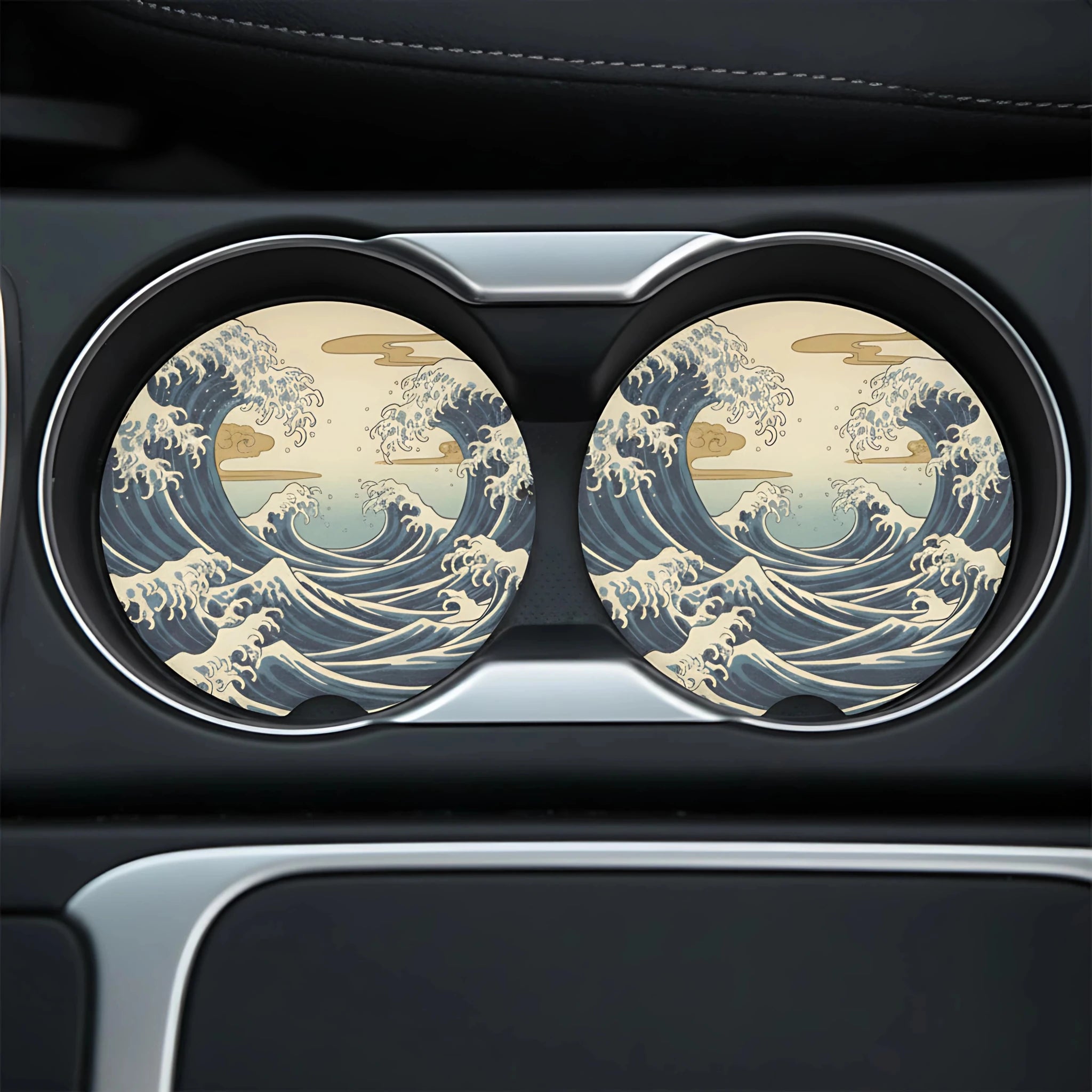 Great Wave Car Coasters Set - Road Muse