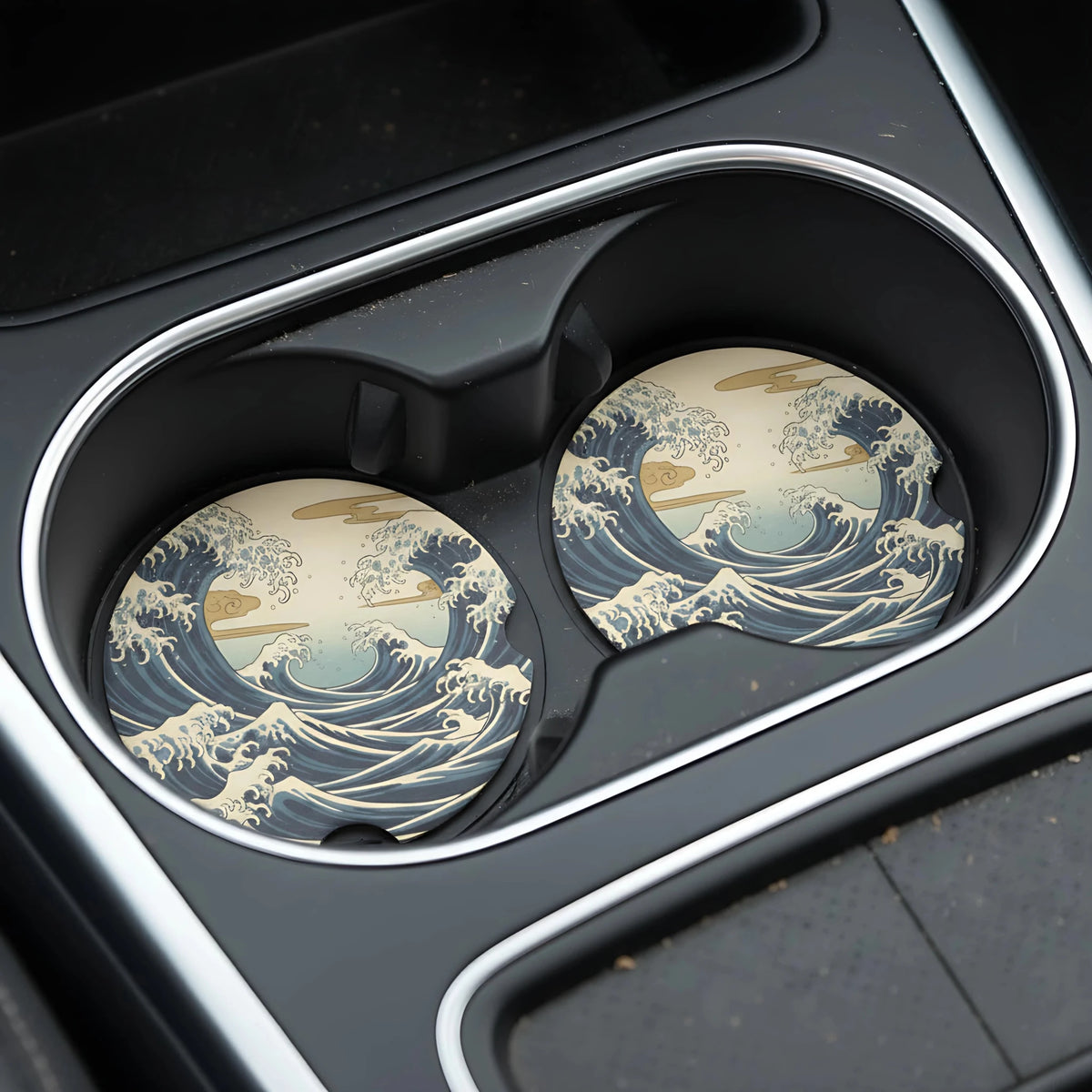 Great Wave Car Coasters Set - Road Muse