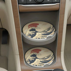 Great Wave Hokusai Design Car Coasters Set - Road Muse