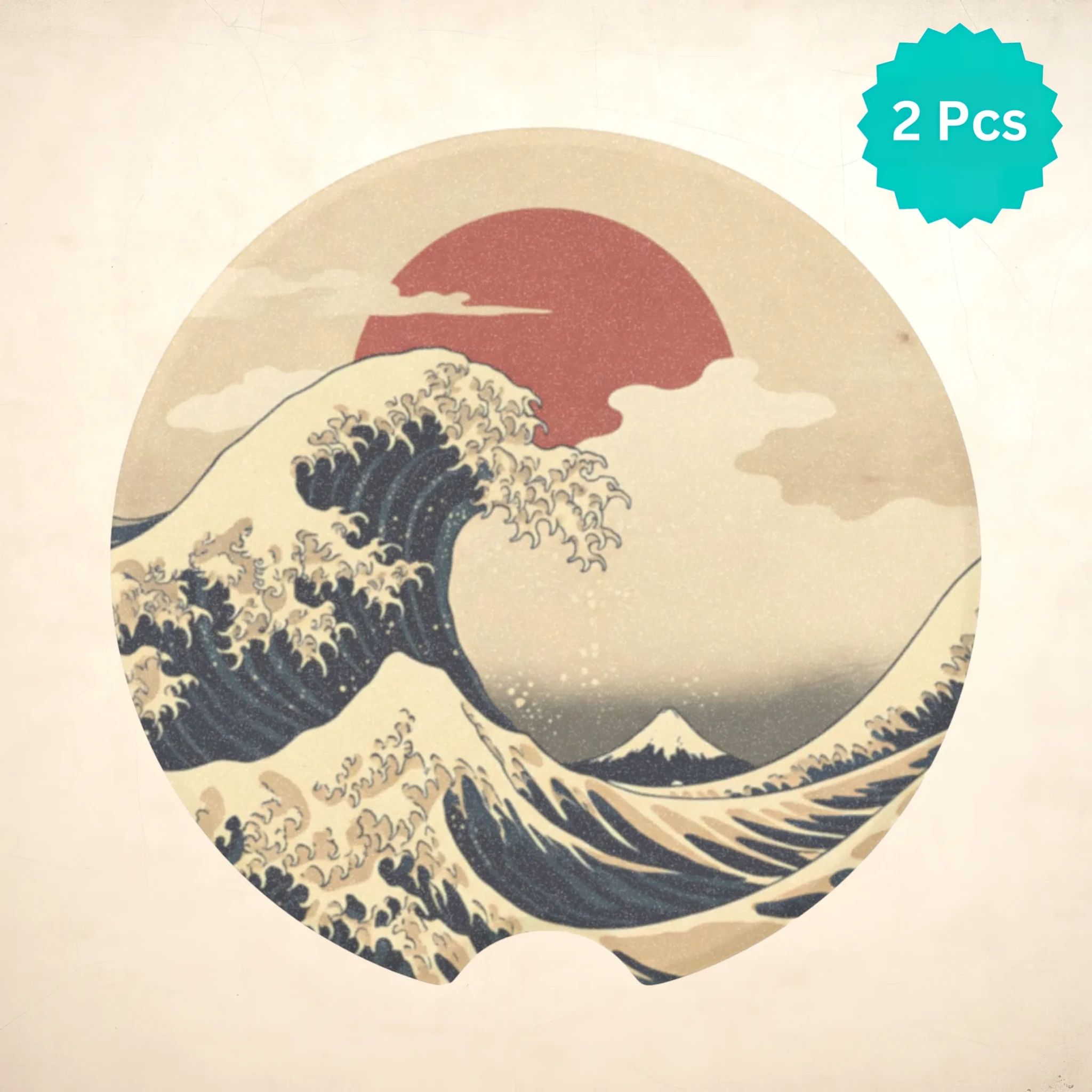 Great Wave Hokusai Design Car Coasters Set - Road Muse