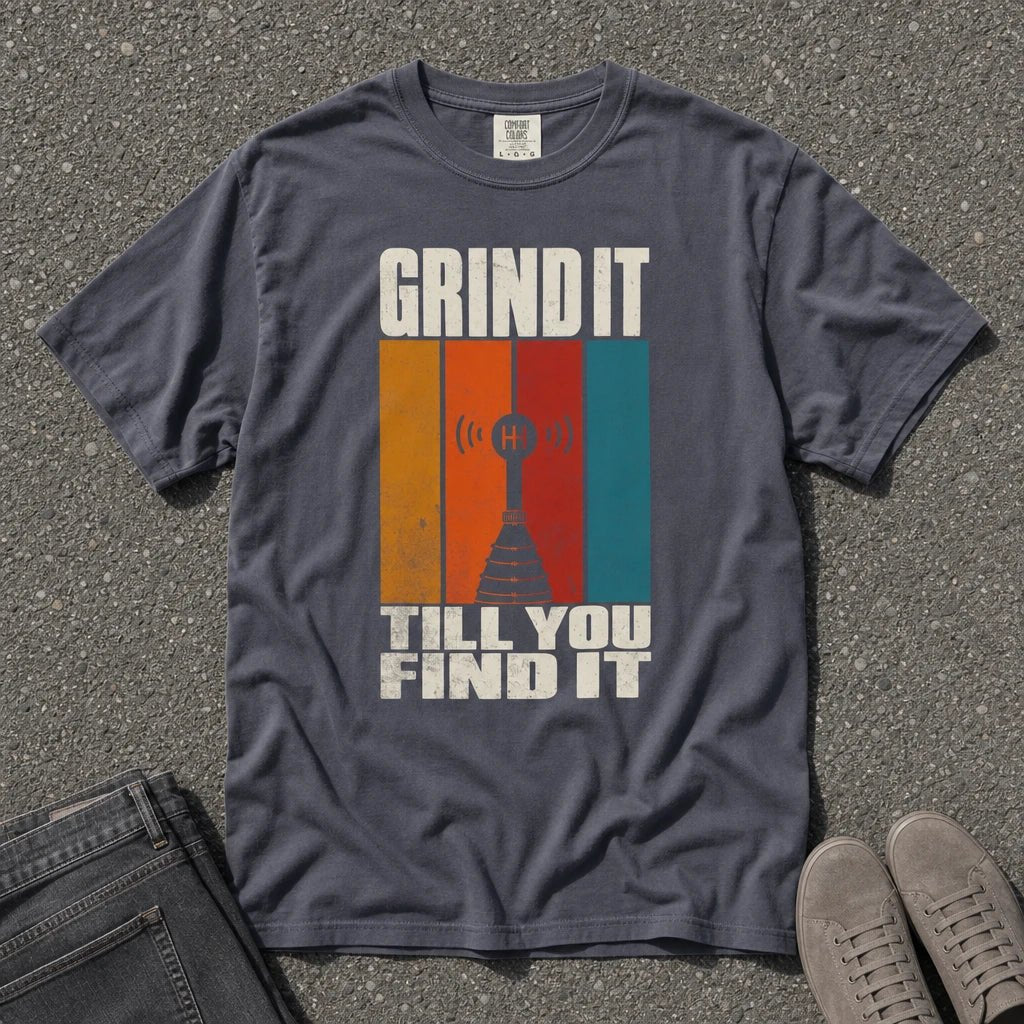 Grind It Till You Find It Retro Gear Tee - Road Muse