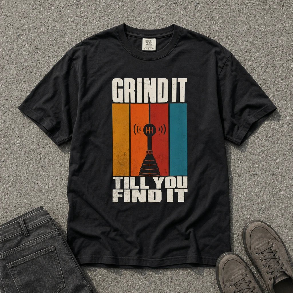 Grind It Till You Find It Retro Gear Tee - Road Muse