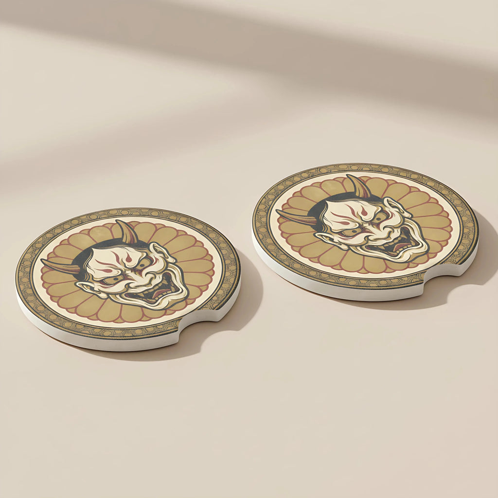 Hannya Mask Car Coasters Set - Road Muse