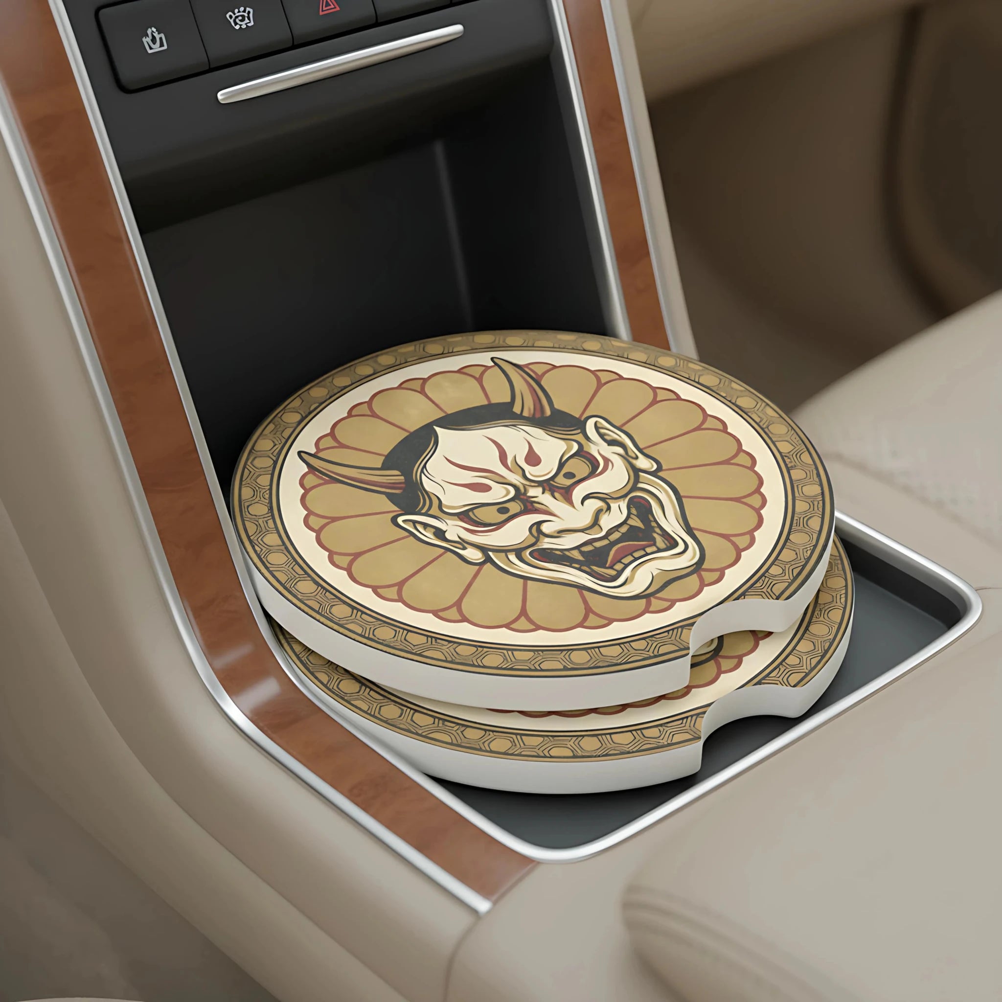 Hannya Mask Car Coasters Set - Road Muse