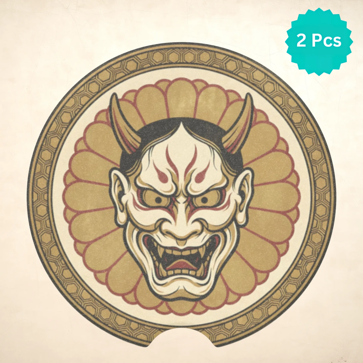 Hannya Mask Car Coasters Set - Road Muse