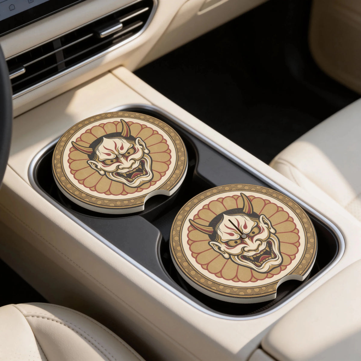 Hannya Mask Car Coasters Set - Road Muse