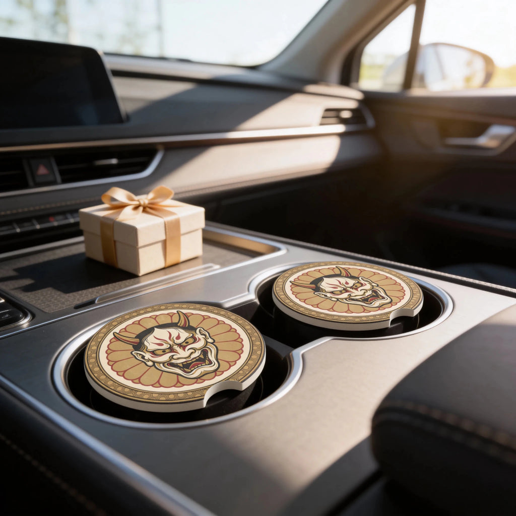 Hannya Mask Car Coasters Set - Road Muse