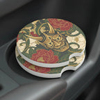 Hannya Mask Floral Car Coasters Set - Road Muse
