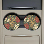 Hannya Mask Floral Car Coasters Set - Road Muse
