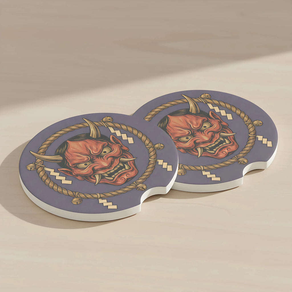 Hannya Mask Soapstone Car Coasters Set - Road Muse