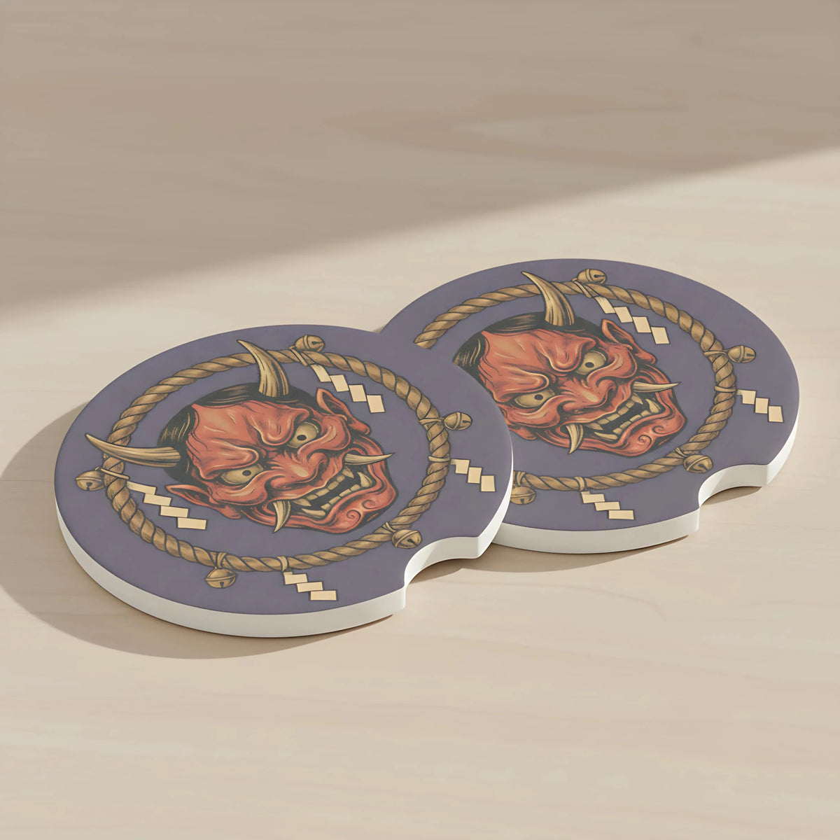Hannya Mask Soapstone Car Coasters Set - Road Muse