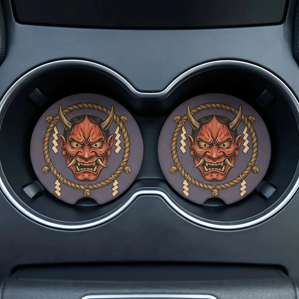 Hannya Mask Soapstone Car Coasters Set - Road Muse