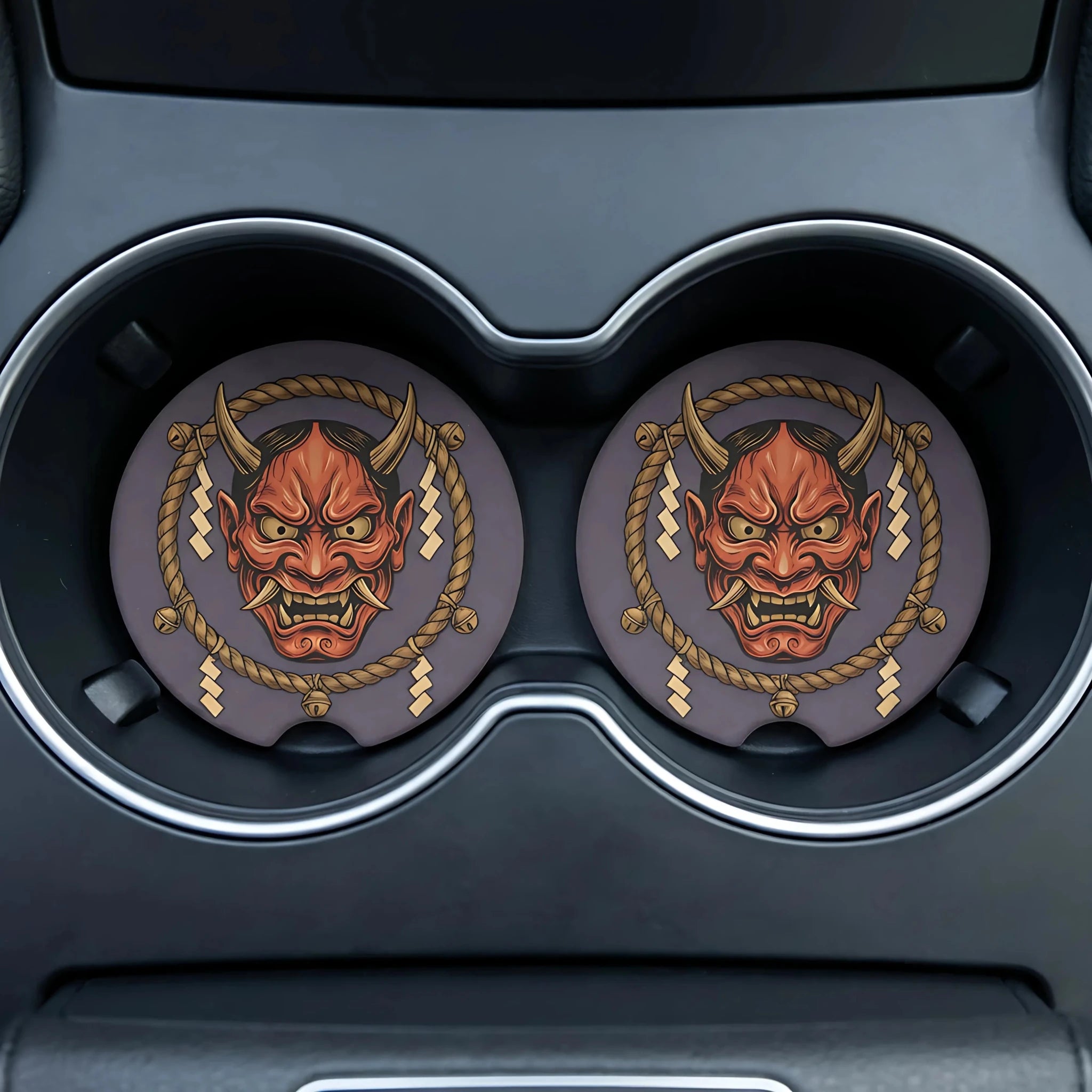 Hannya Mask Soapstone Car Coasters Set - Road Muse