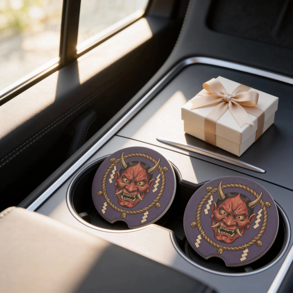 Hannya Mask Soapstone Car Coasters Set - Road Muse