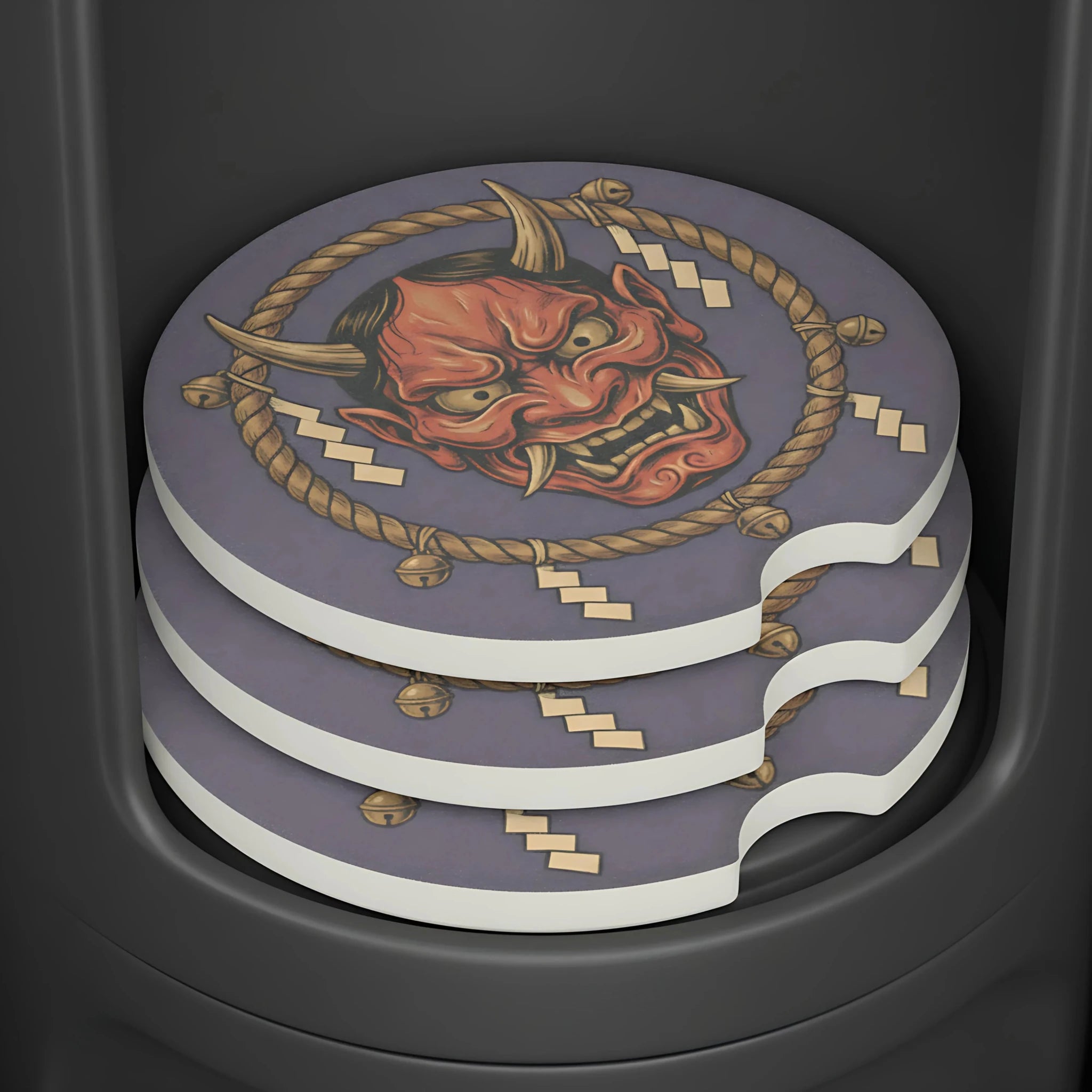 Hannya Mask Soapstone Car Coasters Set - Road Muse