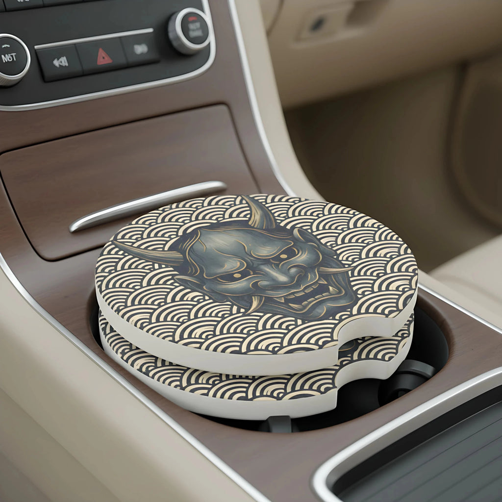 Hannya Mask Wave Car Coasters Set - Road Muse