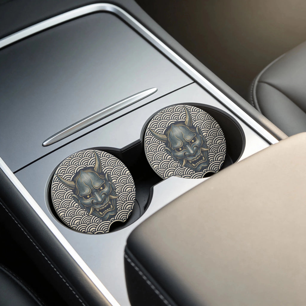 Hannya Mask Wave Car Coasters Set - Road Muse