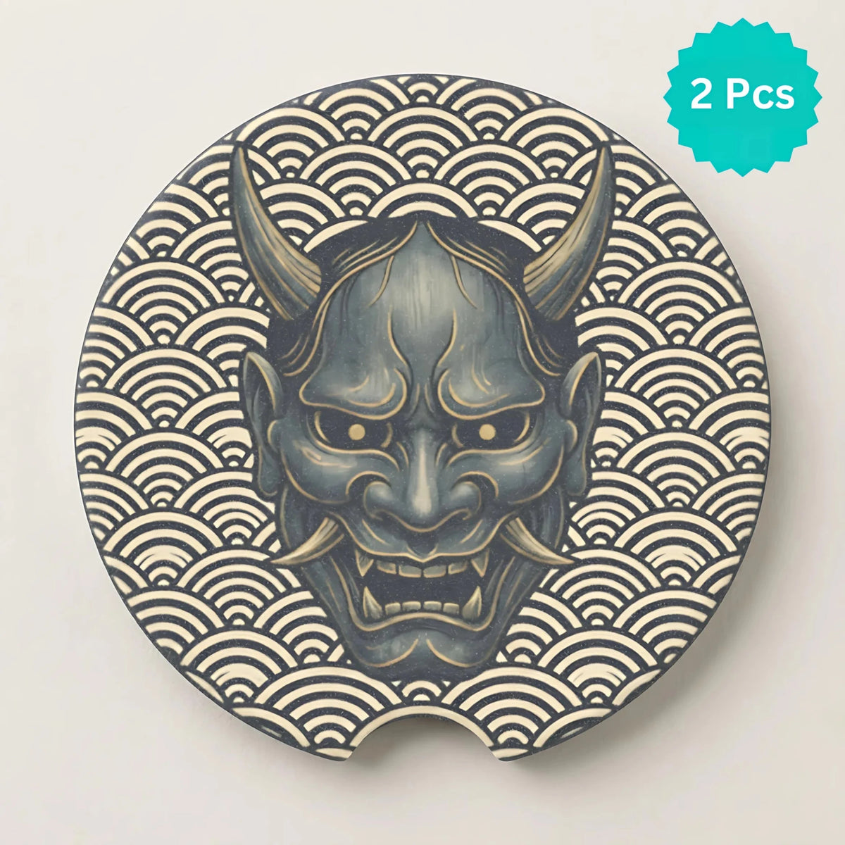 Hannya Mask Wave Car Coasters Set - Road Muse
