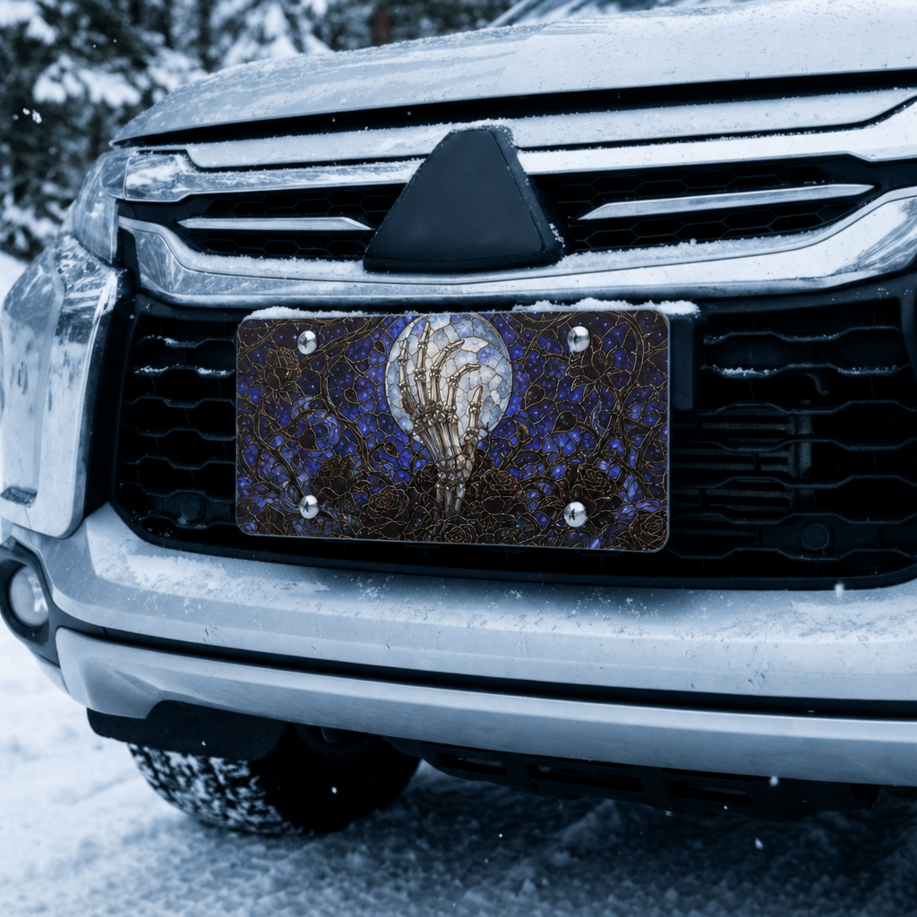Haunted Gate Spiderweb Gothic Moonlit Vanity Plate - Road Muse
