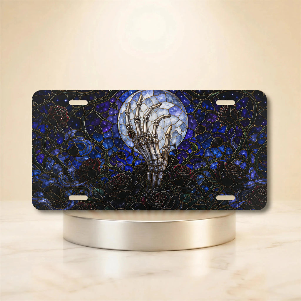 Haunted Gate Spiderweb Gothic Moonlit Vanity Plate - Road Muse