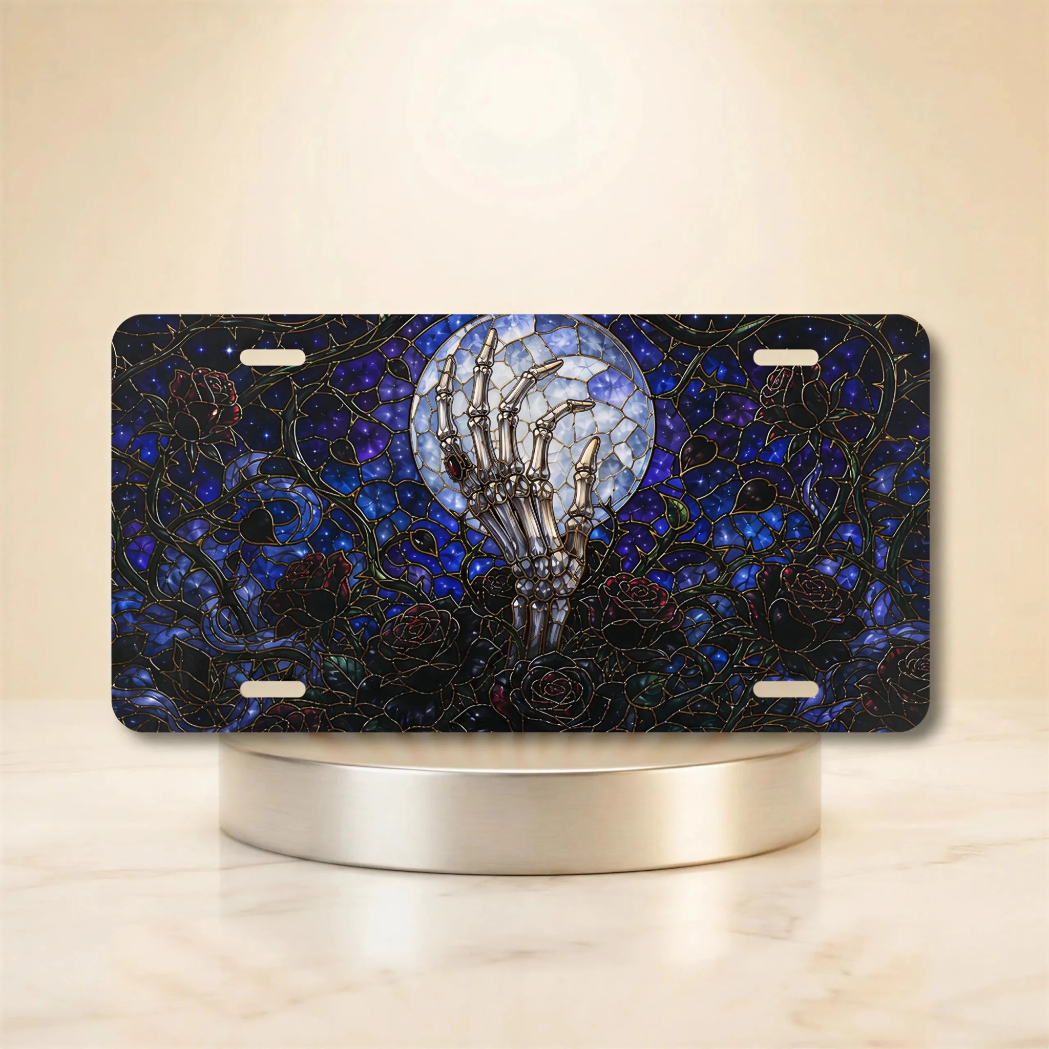 Haunted Gate Spiderweb Gothic Moonlit Vanity Plate - Road Muse