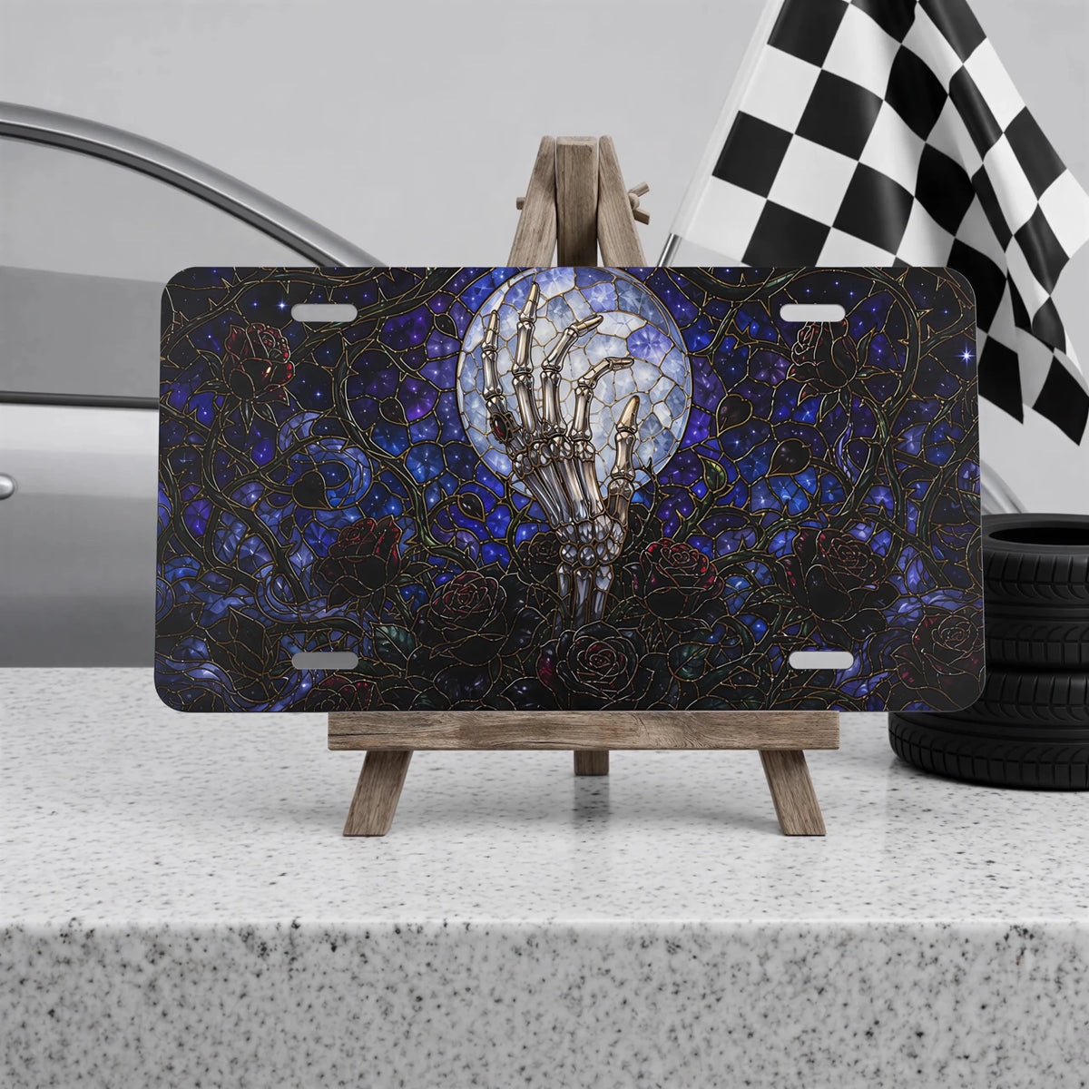 Haunted Gate Spiderweb Gothic Moonlit Vanity Plate - Road Muse