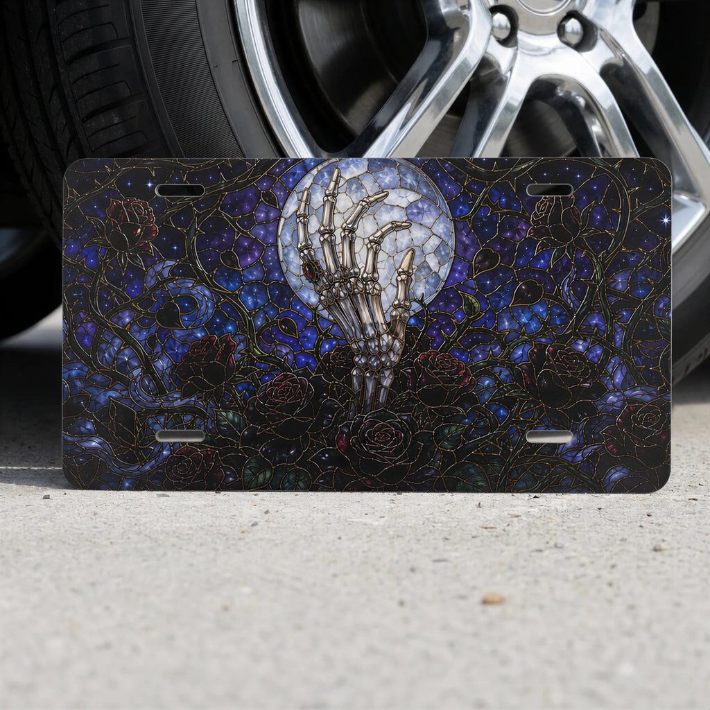 Haunted Gate Spiderweb Gothic Moonlit Vanity Plate - Road Muse