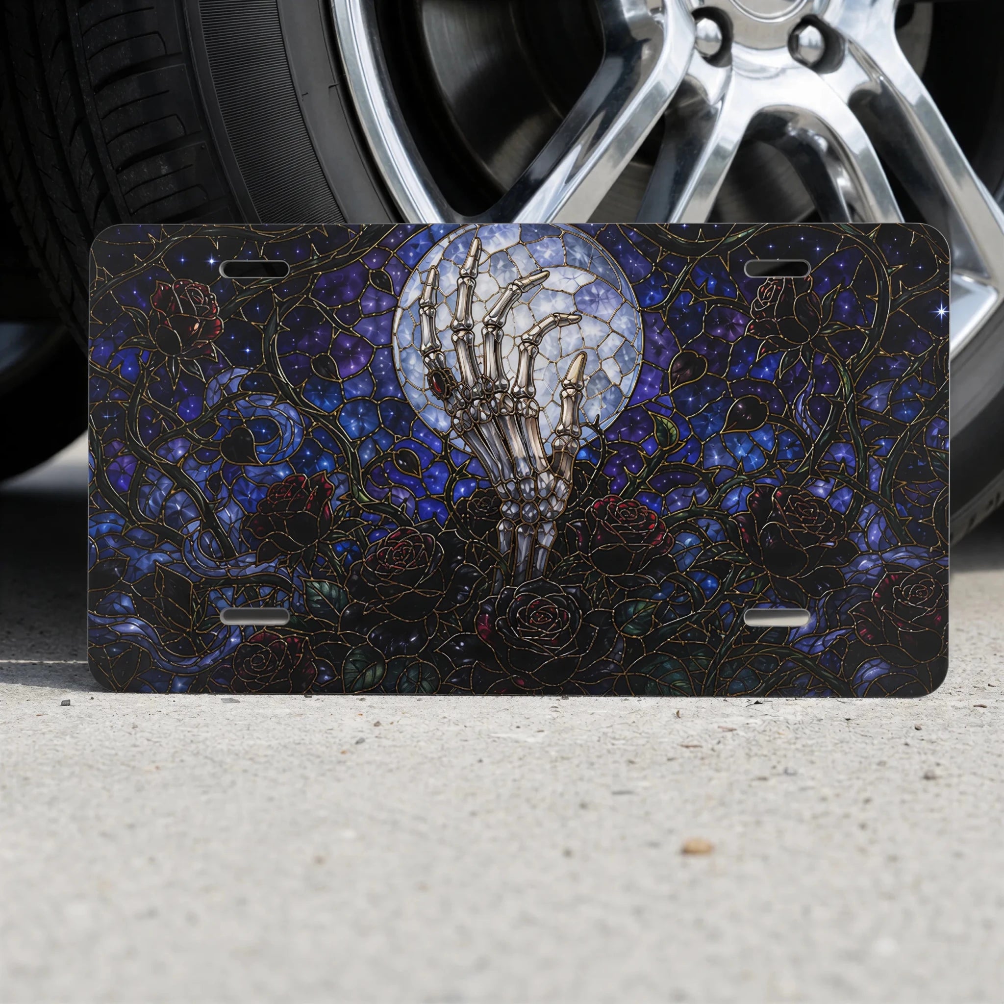 Haunted Gate Spiderweb Gothic Moonlit Vanity Plate - Road Muse
