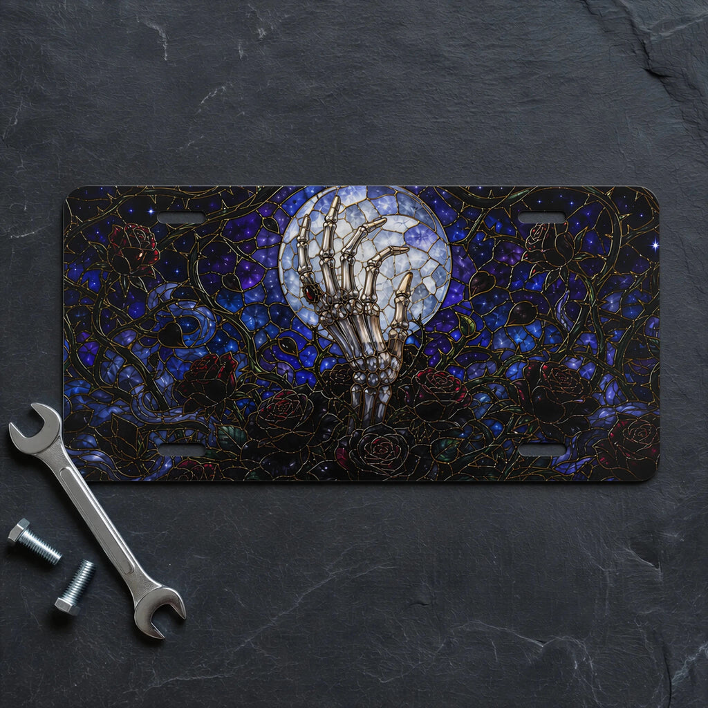 Haunted Gate Spiderweb Gothic Moonlit Vanity Plate - Road Muse