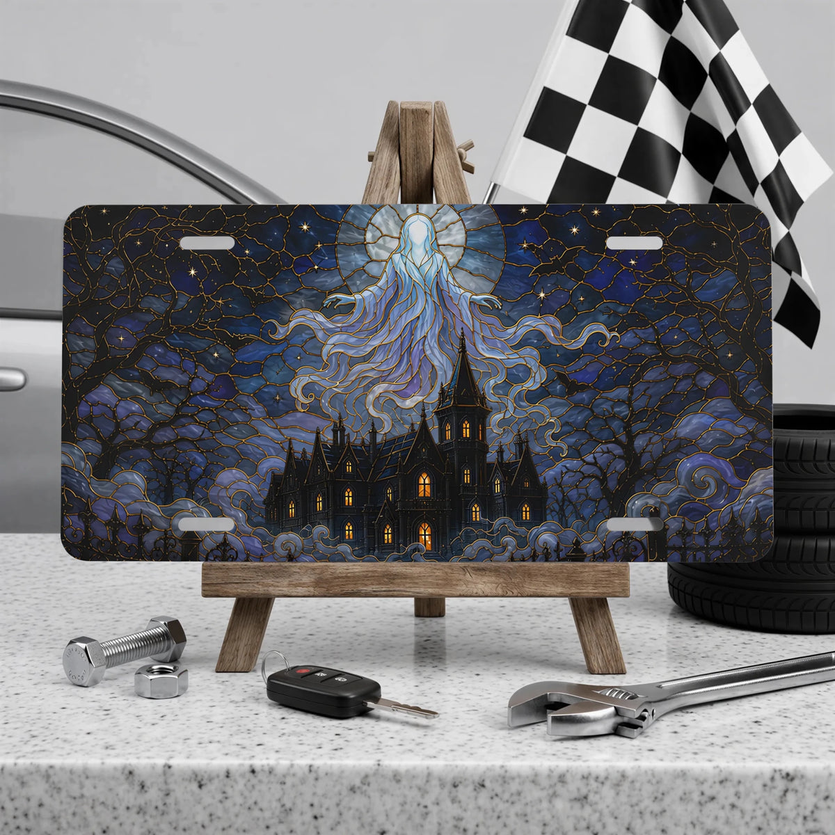 Haunted Manor Ghostly Spirit Vanity Plate - Road Muse