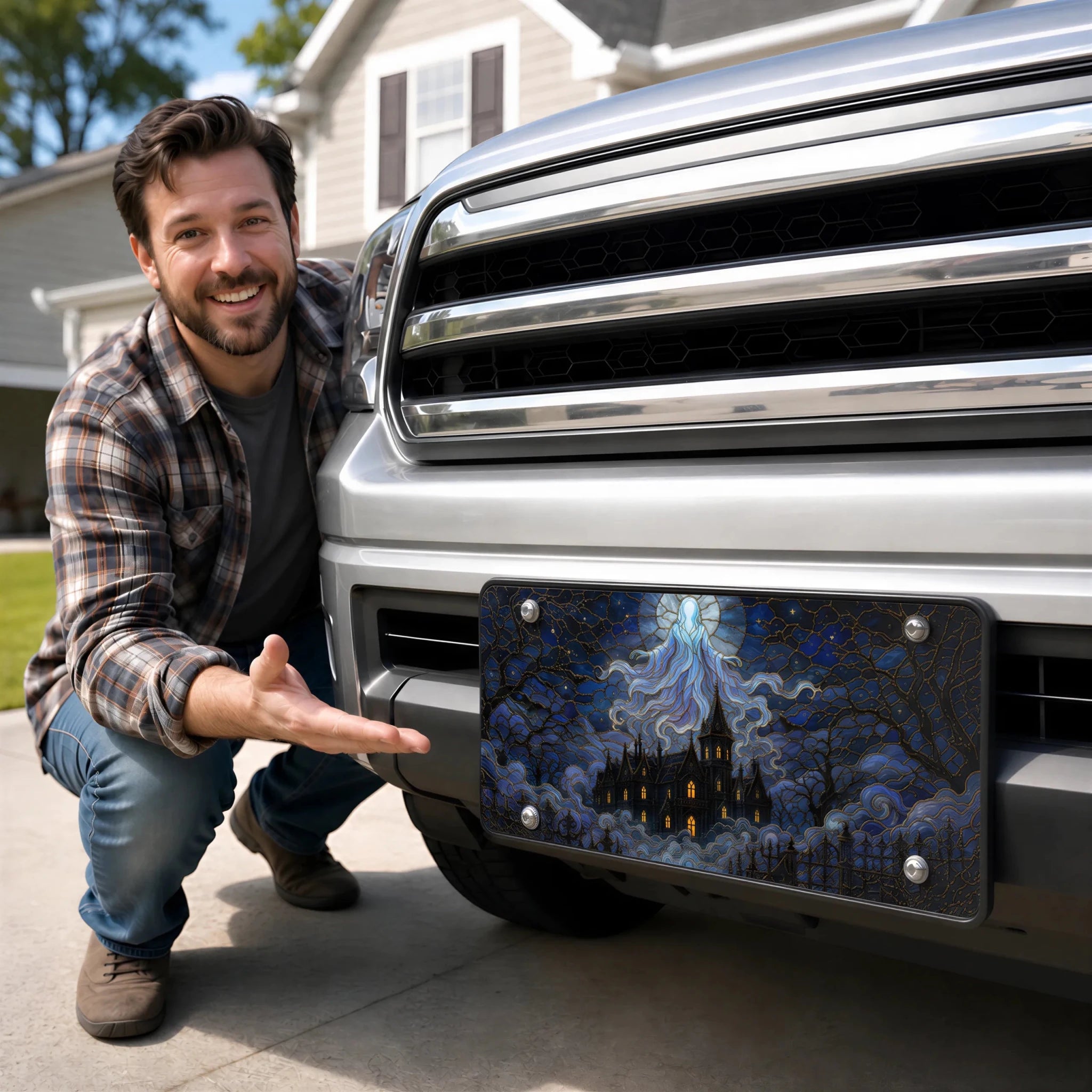 Haunted Manor Ghostly Spirit Vanity Plate - Road Muse